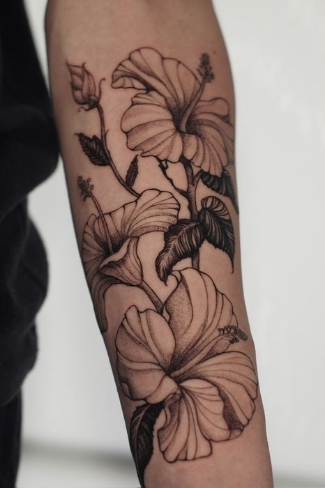 Flores en blanco y negro, estilo fineline, por Majo